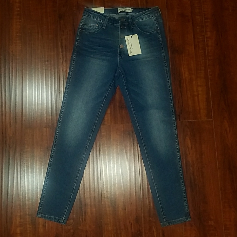 Womens button fly jean